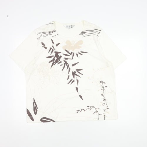 TIGI Wear Women's White Floral Plus Size T-Shirt