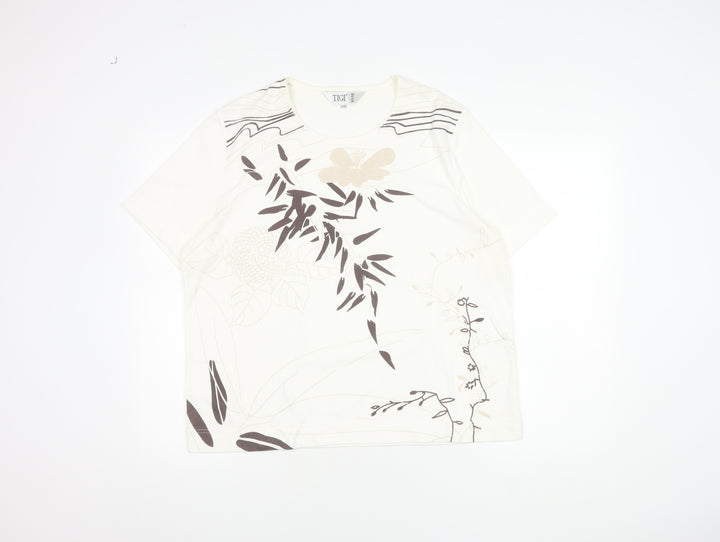 TIGI Wear Women's White Floral Plus Size T-Shirt