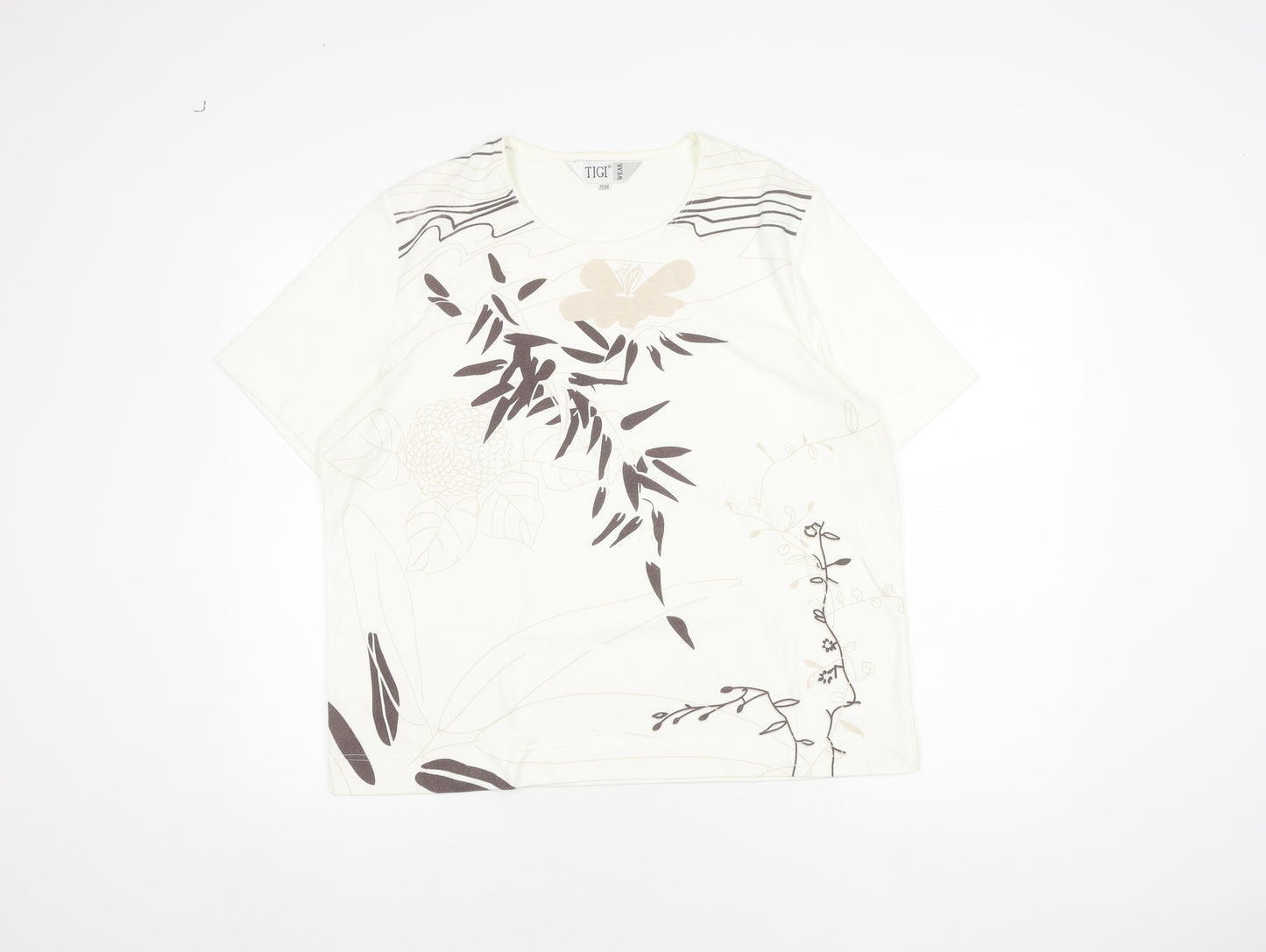 TIGI Wear Women's White Floral Plus Size T-Shirt