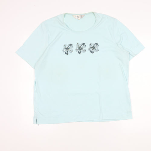 TIGI Wear Women's Blue Plus Size Floral T-Shirt