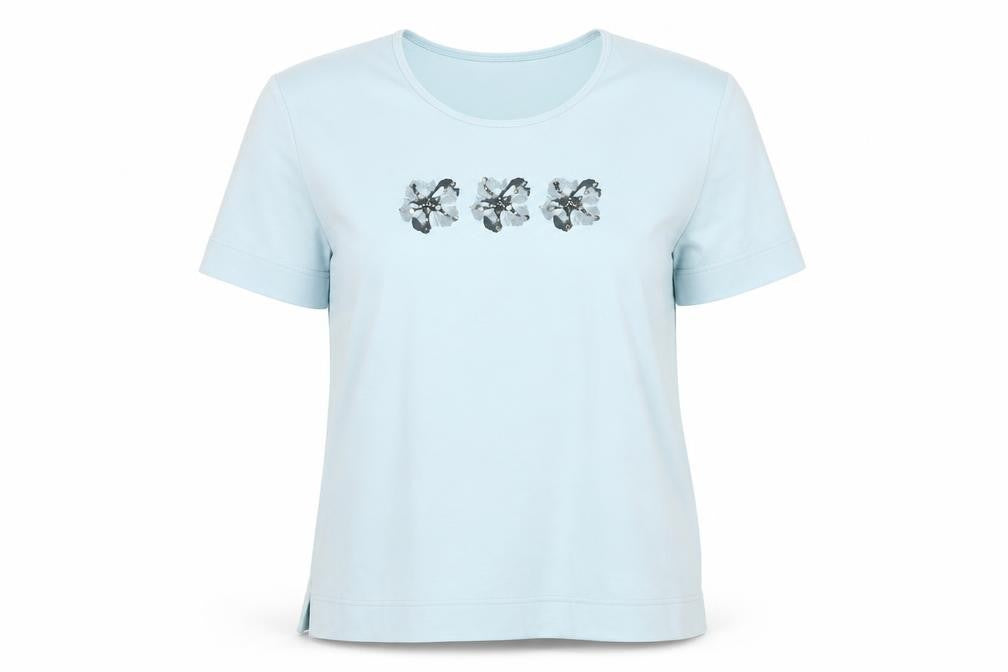 TIGI Wear Women's Blue Plus Size Floral T-Shirt
