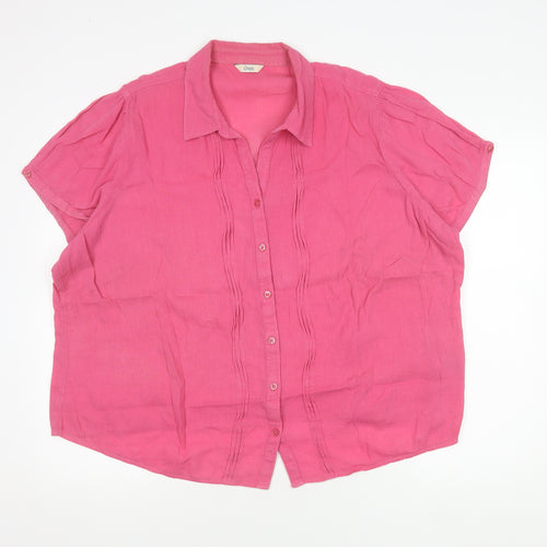 Marks and Spencer Women's Pink Button-Up Blouse Size 22