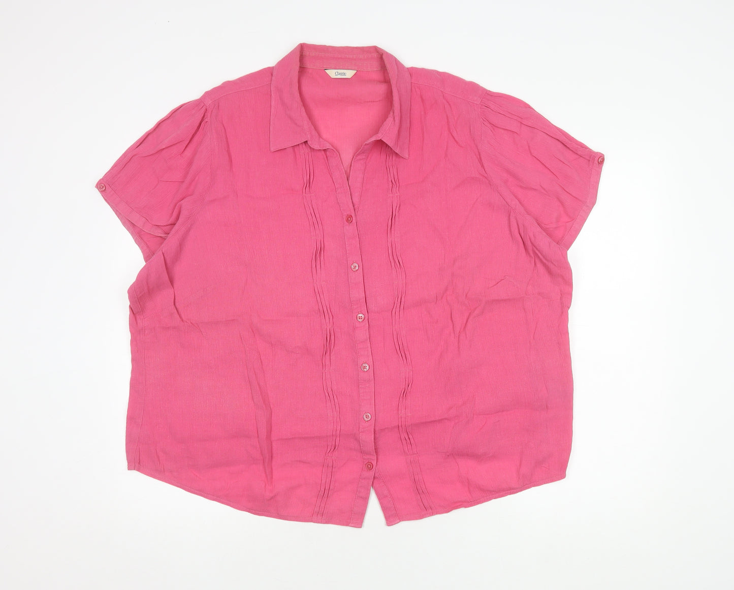Marks and Spencer Women's Pink Button-Up Blouse Size 22