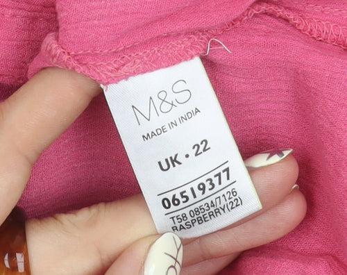 Marks and Spencer Women's Pink Button-Up Blouse Size 22