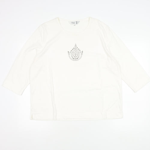 TIGI Wear Women's White Rhinestone T-Shirt Size 22