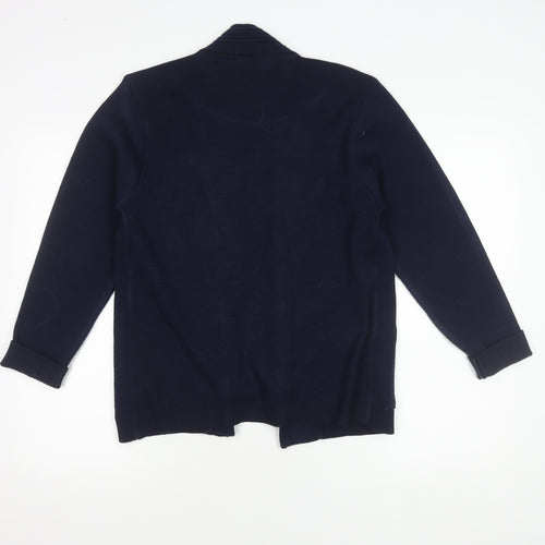 Marks and Spencer Women's Blue Striped Cardigan - Size 5