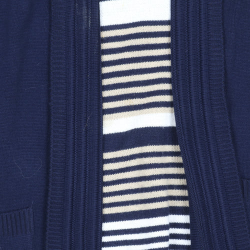 Marks and Spencer Women's Blue Striped Cardigan - Size 5