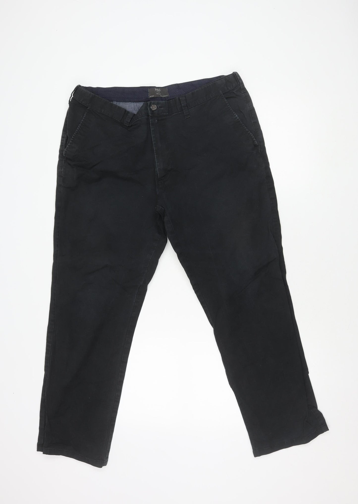 Marks and Spencer Men's Black Chino Trousers 38/29 Regular