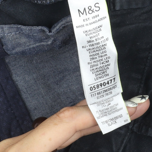 Marks and Spencer Men's Black Chino Trousers 38/29 Regular