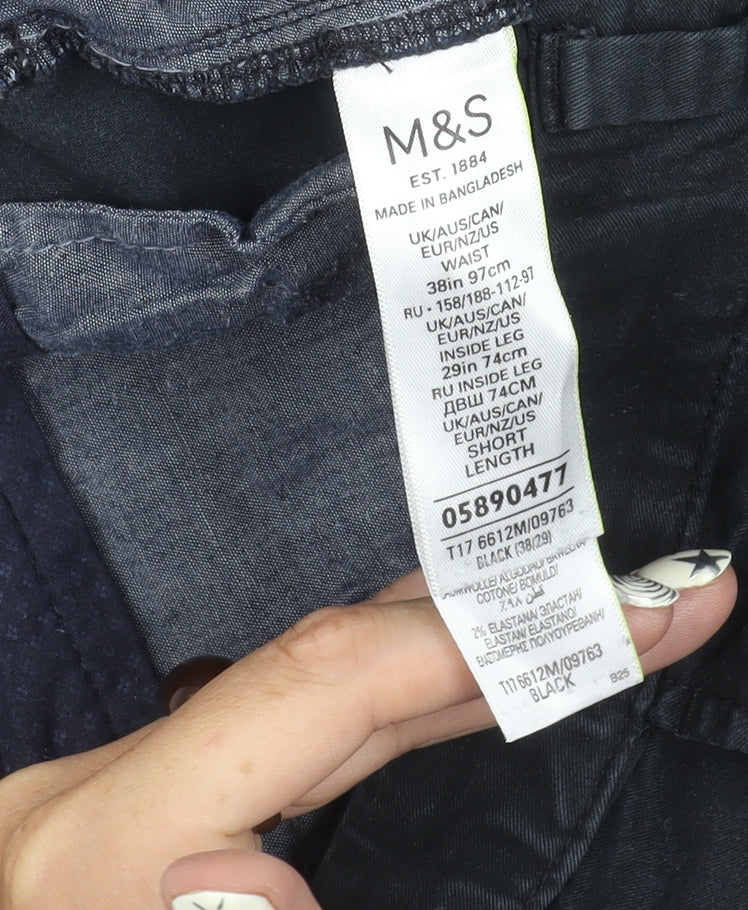 Marks and Spencer Men's Black Chino Trousers 38/29 Regular