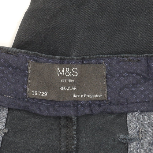 Marks and Spencer Men's Black Chino Trousers 38/29 Regular