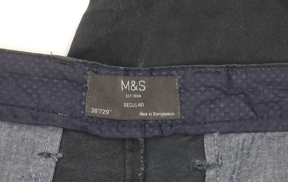 Marks and Spencer Men's Black Chino Trousers 38/29 Regular