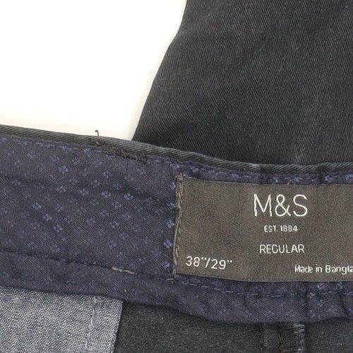 Marks and Spencer Men's Black Chino Trousers 38/29 Regular