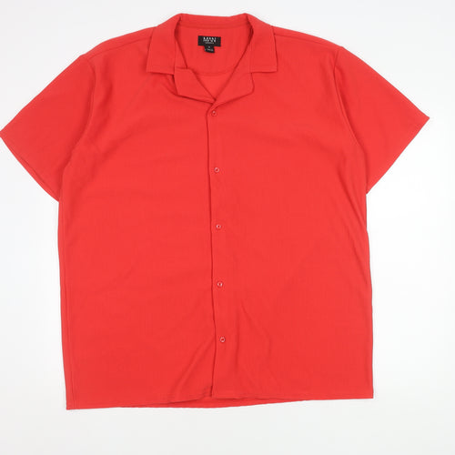 boohooMAN Men's Red XL Polo Shirt Short Sleeve