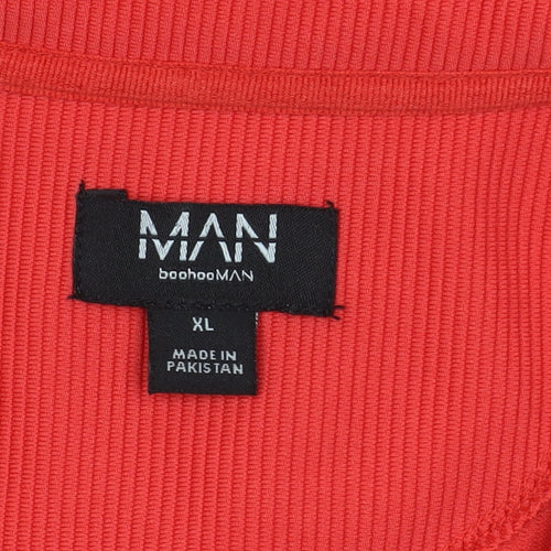 boohooMAN Men's Red XL Polo Shirt Short Sleeve