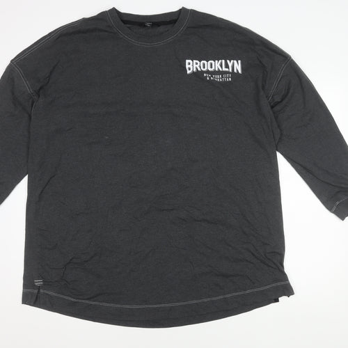Next Men's Black XL Brooklyn Graphic Long Sleeve T-Shirt