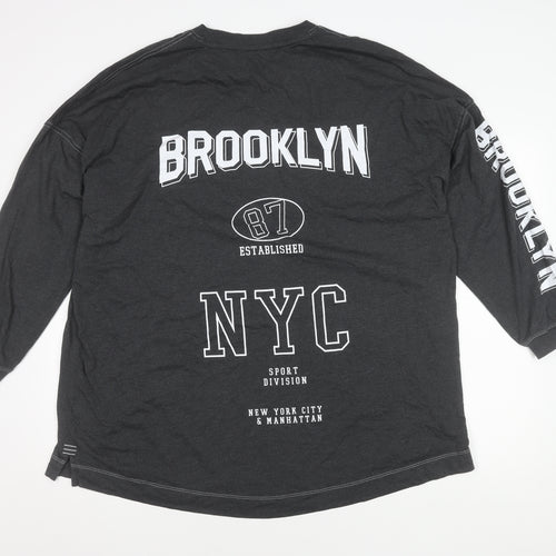 Next Men's Black XL Brooklyn Graphic Long Sleeve T-Shirt