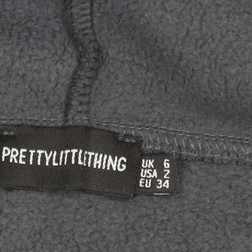 PrettyLittleThing Women's Grey Hoodie, Size 6, Stylish & Warm