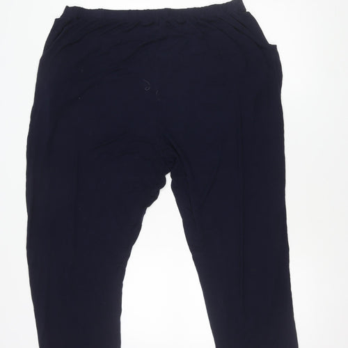 M&Co Women's Blue Plus Size Trousers Elastic Waist