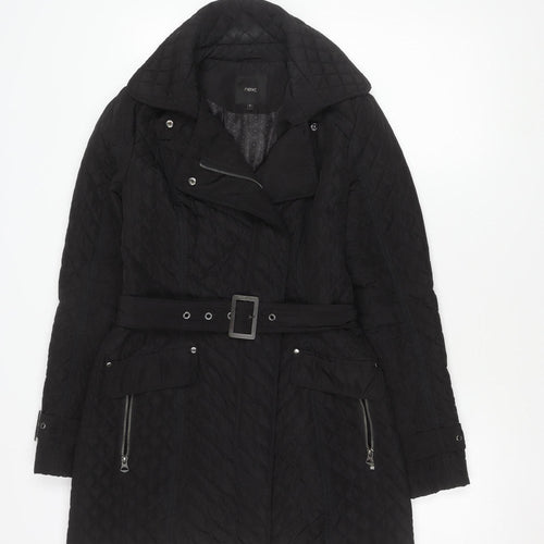 Next Men's Quilted Black Hooded Jacket Size 8