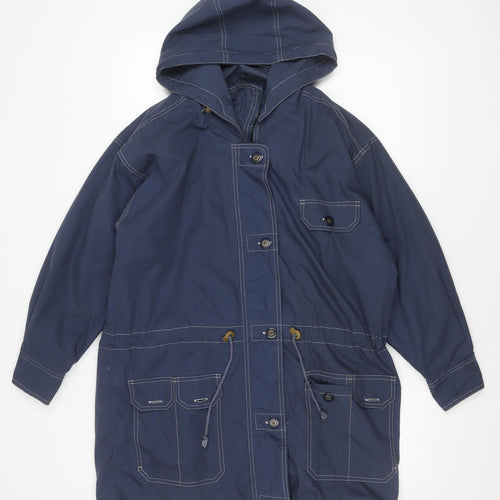 Jordanna Women's Blue Long Coat Size 14, Hooded Casual