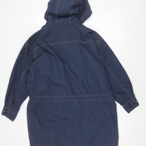 Jordanna Women's Blue Long Coat Size 14, Hooded Casual