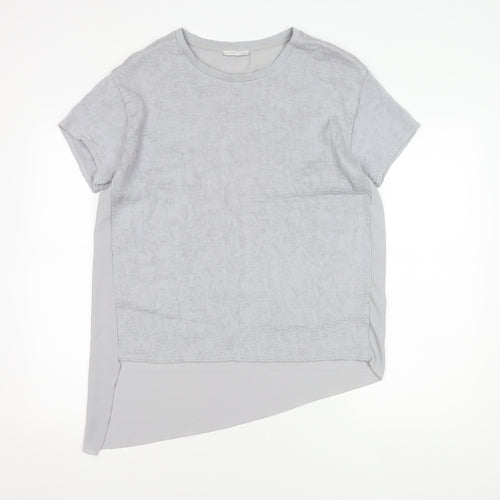 Zara Women's Grey Crew Neck T-Shirt Size 12