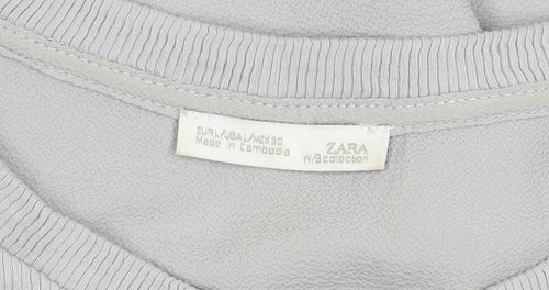 Zara Women's Grey Crew Neck T-Shirt Size 12