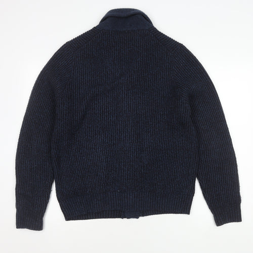 Marks and Spencer Men's Blue M Cardigan, Chunky-Knit
