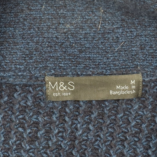Marks and Spencer Men's Blue M Cardigan, Chunky-Knit