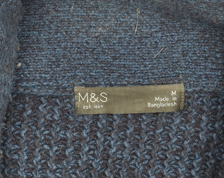 Marks and Spencer Men's Blue M Cardigan, Chunky-Knit