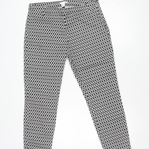H&M Women's Geometric Print Multicoloured Trousers - Size 14