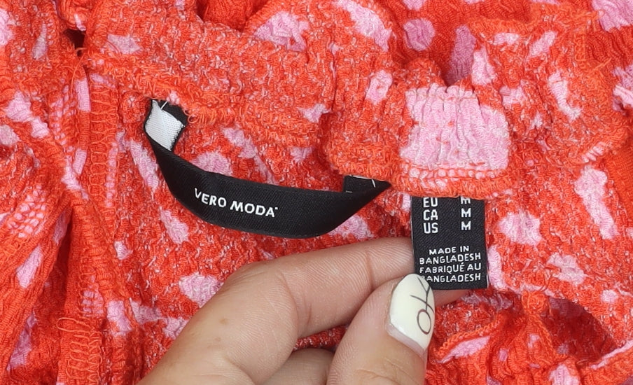 Vero Moda Women's Orange Strapless Dress - Size 12
