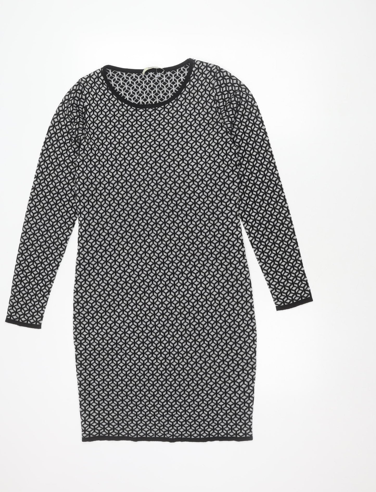 Oasis Women's Black Geometric Knit Shift Dress S