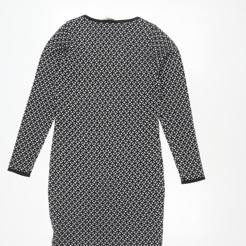 Oasis Women's Black Geometric Knit Shift Dress S