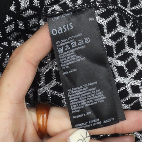 Oasis Women's Black Geometric Knit Shift Dress S