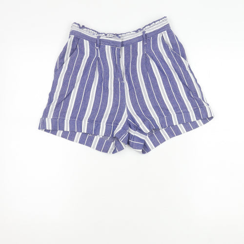 ONLY Women's Blue Striped Bermuda Shorts, Size 6