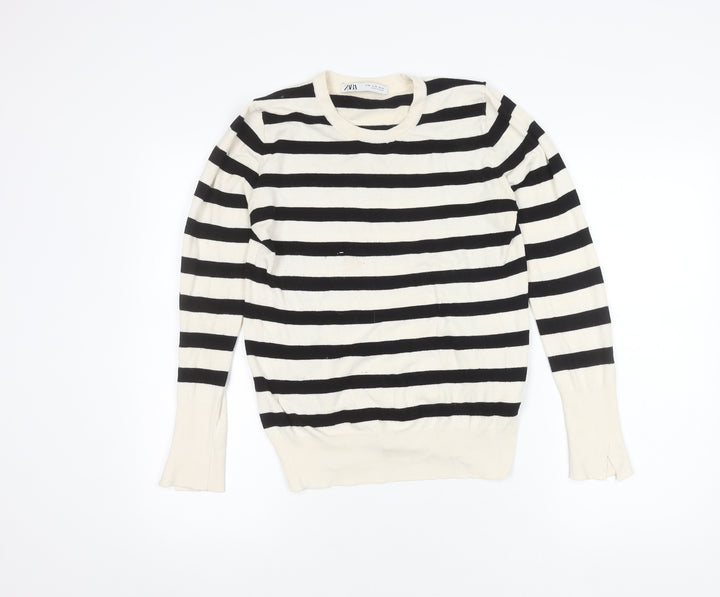 Zara Women's Black XL Striped Pullover Jumper
