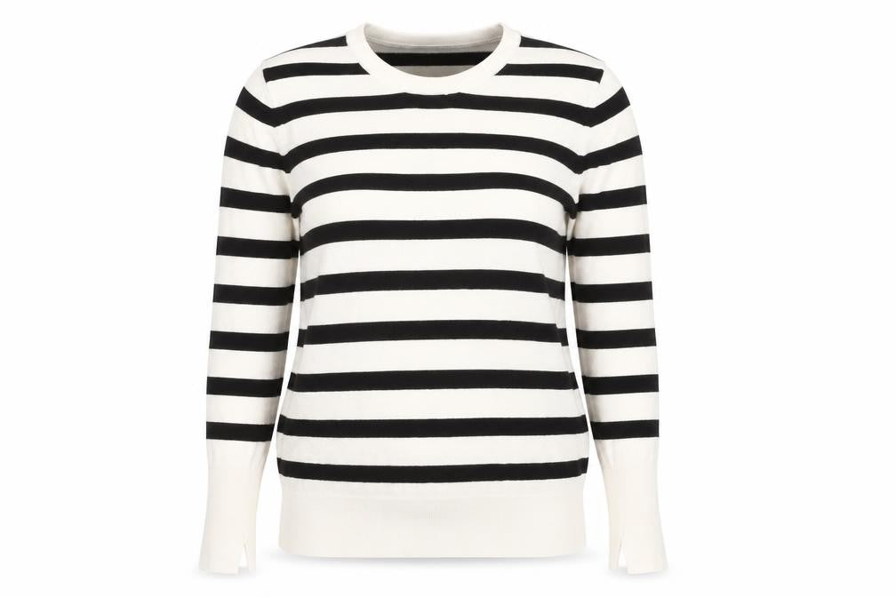 Front view of Zara Women's Black XL Striped jumper