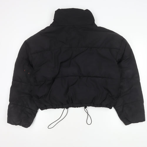 H&M Women's Black Puffer Jacket L, Cropped, Winter, Zip