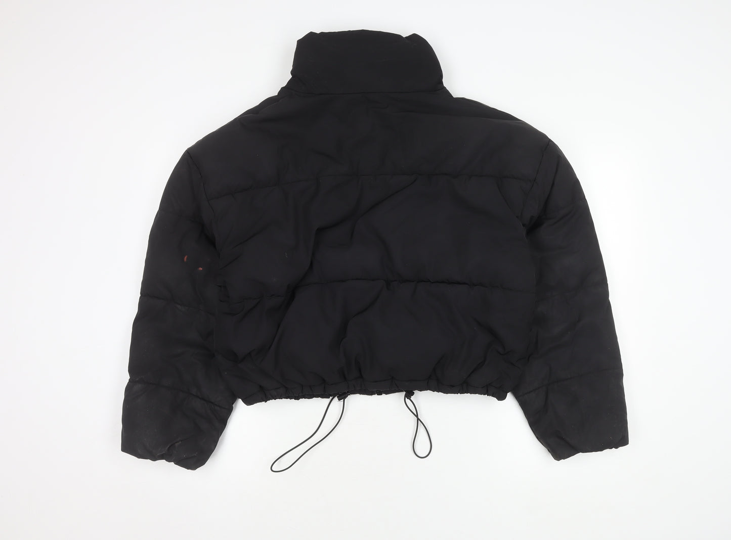 H&M Women's Black Puffer Jacket L, Cropped, Winter, Zip