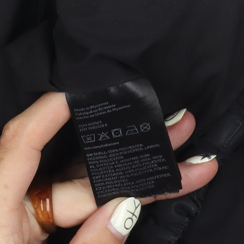 H&M Women's Black Puffer Jacket L, Cropped, Winter, Zip