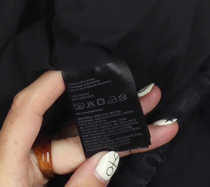 H&M Women's Black Puffer Jacket L, Cropped, Winter, Zip