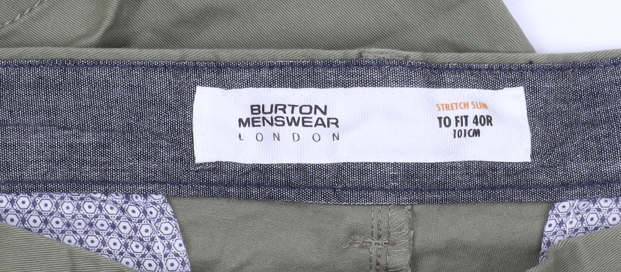 Burton Menswear London Green Chino Trousers 40R Slim Fit