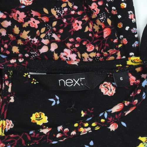 Next Women's Black Floral Dress Size 6 Long Sleeve
