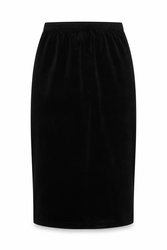 Black Velvet Pencil Skirt - Size 18, Women's Winter Fashion