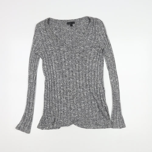 Topshop Women's Grey Knit V-Neck Pullover Jumper Size 12