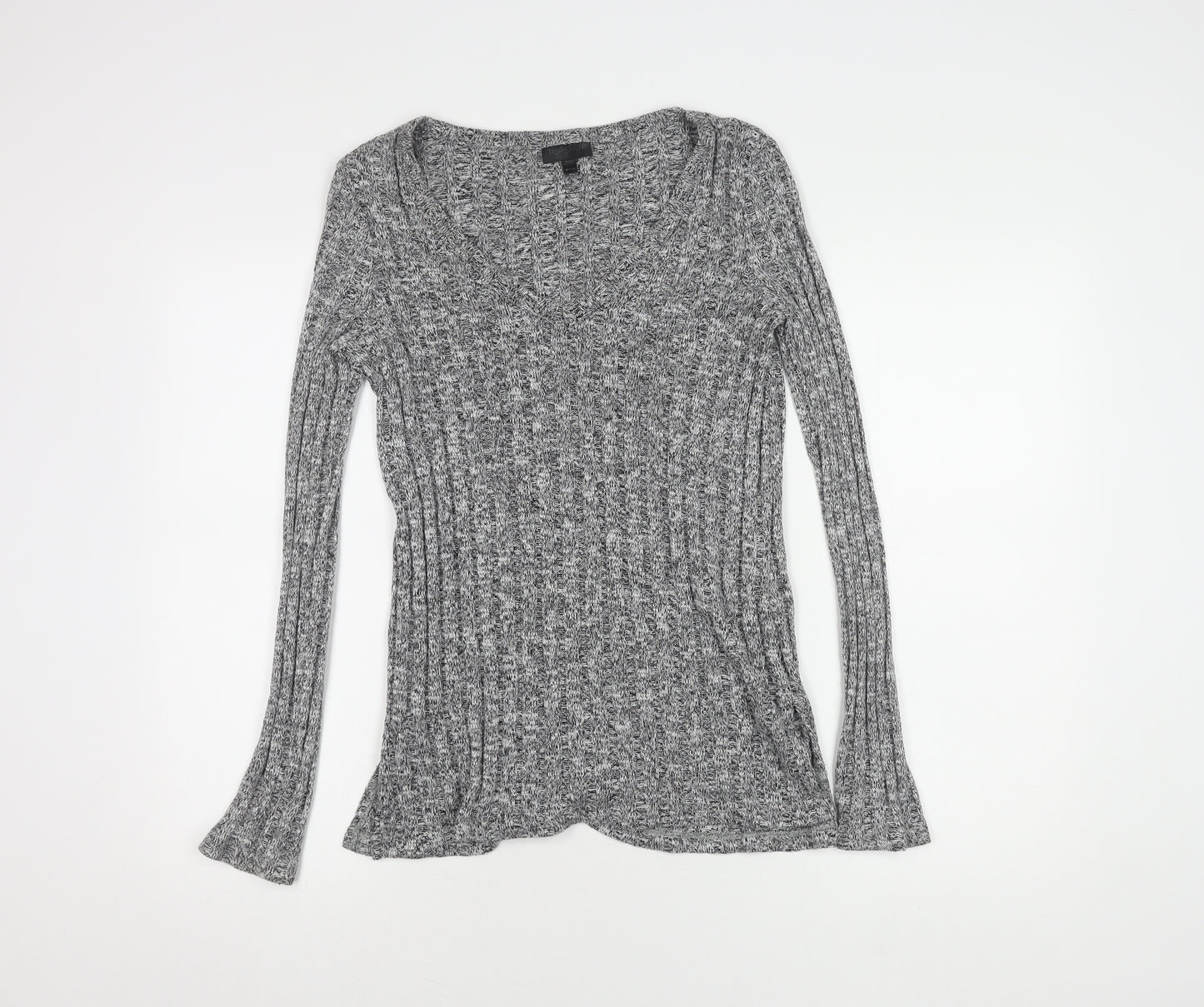 Topshop Women's Grey Knit V-Neck Pullover Jumper Size 12