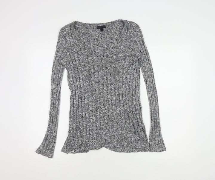Topshop Women's Grey Knit V-Neck Pullover Jumper Size 12