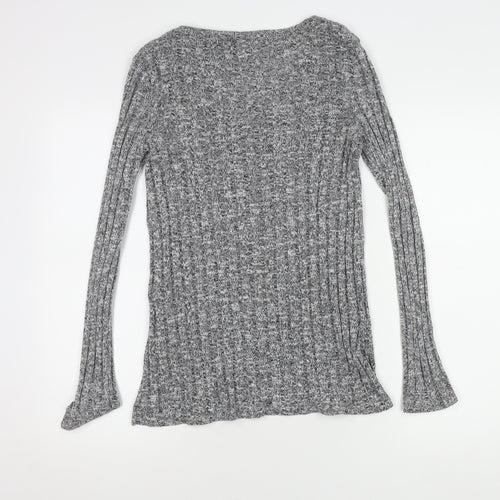 Topshop Women's Grey Knit V-Neck Pullover Jumper Size 12